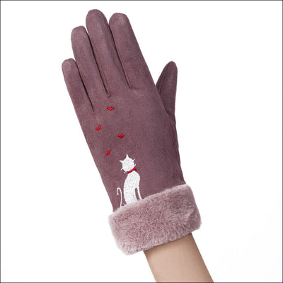 Gloves women winter suede gloves - Bean Paste One size - Women Gloves & Mittens - Carvan Mart