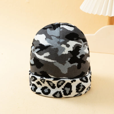 Camo Leopard Pattern Fashion Outdoor Autumn And Winter Warm Printing Women's Hat - Carvan Mart