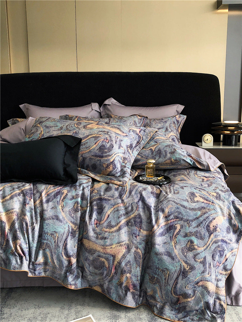 Long-staple Cotton Printed Four-piece Bedding Set Cotton Bedding - Colorful Purple - Bedding Sets - Carvan Mart