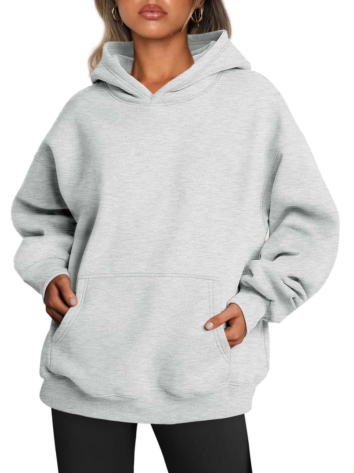 Women's Oversize Hoodies Fleece Loose Sweatshirts With Pocket Pullover Hoodies Sweater - Light Grey - Women's Hoodies & Sweatshirts - Carvan Mart