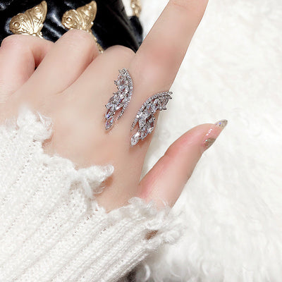 Creative Angel Wings Opening Ring Exquisite Women's Rhinestone Rings - Carvan Mart