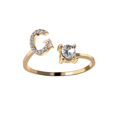 Letter Ring Fashion Jewelry Elegant Rings - Gold G - Women's Rings - Carvan Mart