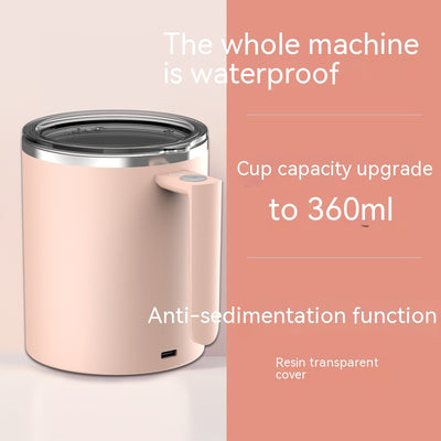 Portable Smart Magnetic Automatic Mixing Coffee Cup Rechargeable Rotating Home Office Travel Stirring Cup - Pink 360ml - Compact Blenders - Carvan Mart