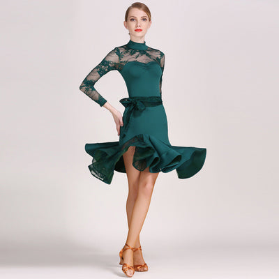 Adult Latin Dance Clothes Practice Suit New Lace Latin Dance Skirt Women - Carvan Mart