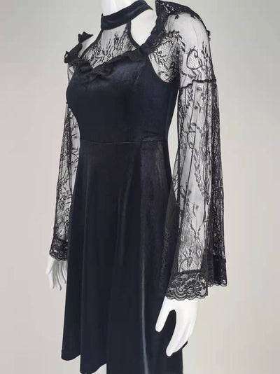 Lace Panels Gothic Milkmaid Dress - - Dresses - Carvan Mart