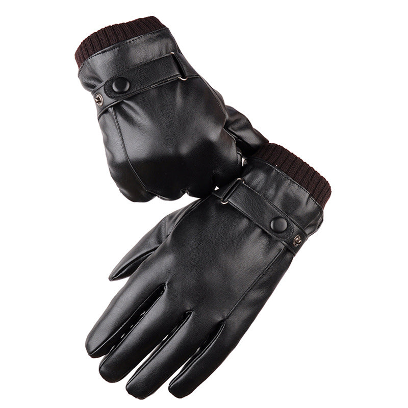 Men's Winter Riding Fleece Padded PU Gloves - Carvan Mart