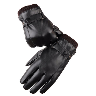 Men's Winter Riding Fleece Padded PU Gloves - - Men's Gloves - Carvan Mart