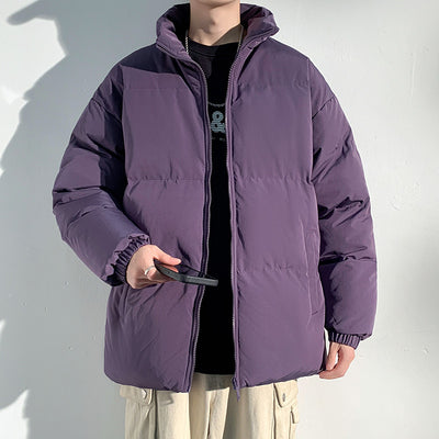 Fashion Plaid Long Jacket With Pockets Winter Turndown Collar Woolen Coat - Purple - Men's Jackets & Coats - Carvan Mart