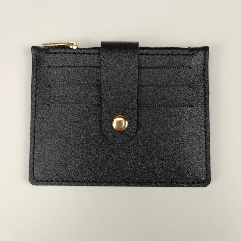 Short Small Card Holder Certificate Holder Women With Zipper - 014 Black - Women's Wallet - Carvan Mart