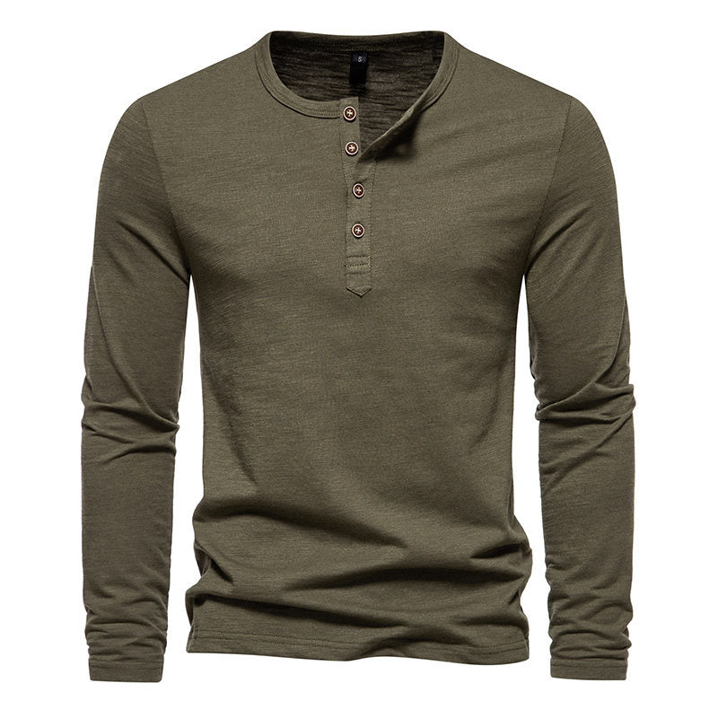 Modern Henley Neck Tops Bamboo Cotton Men's T-shirt - Carvan Mart