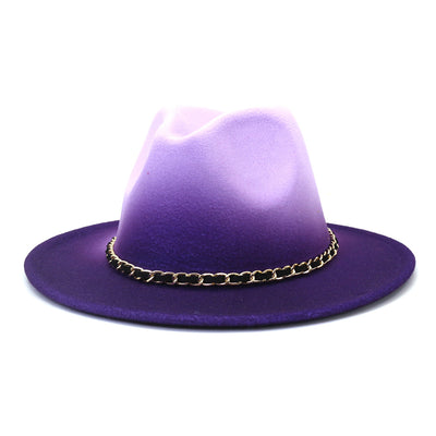 Painted Woolen Flat Brim Autumn And Winter British Style Fashion Fedora Hat - Carvan Mart