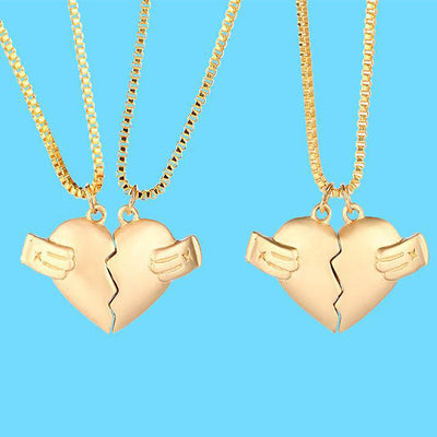 Creative Magnet Love Necklace 2pcs Heart-broken Shape Necklace Men And Women Jewelry - - Necklaces - Carvan Mart