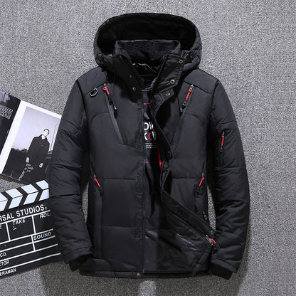Winter Thick Men Jacket Solid Hooded Coats Hat Detachable Jacket - Carvan Mart Ltd