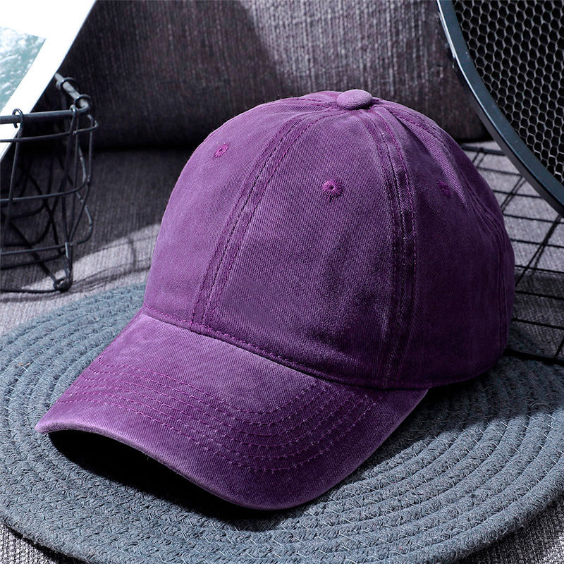 Washed Baseball Caps For Men And Women Outdoor Distressed Sun Hats Simple Caps - Purple - Men's Hats & Caps - Carvan Mart