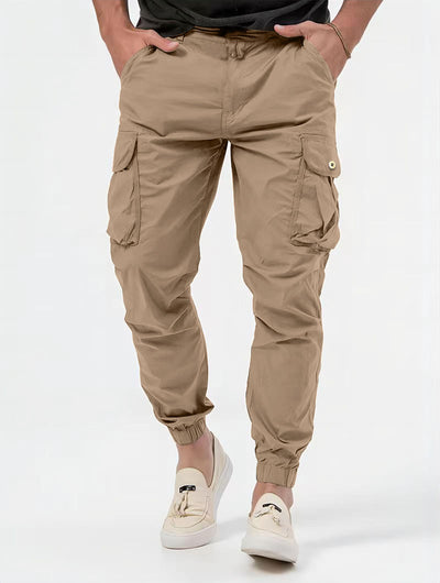 Men's Three-dimensional Bag Woven Cargo Pants - Stylish Trousers with Zipper Decoration - Khaki - Men's Pants - Carvan Mart