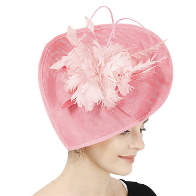 Handmade Fascinator Hat Head Jets Brides Wedding Feathers Hat - Pink - Women's Hats & Caps - Carvan Mart