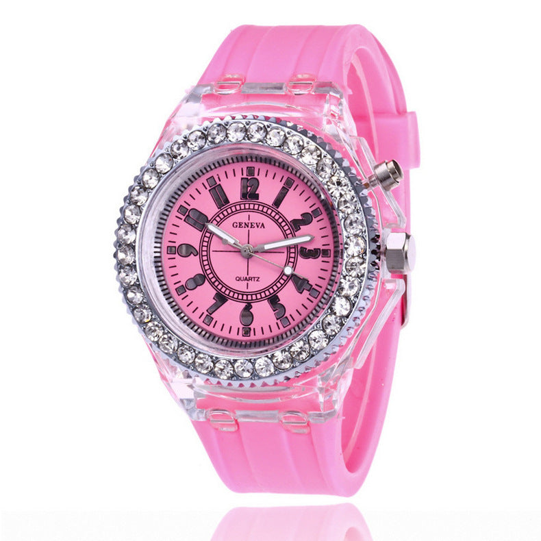 LED Luminous Watches Geneva Women Quartz Watch Women Ladies Silicone Bracelet Watches - Carvan Mart
