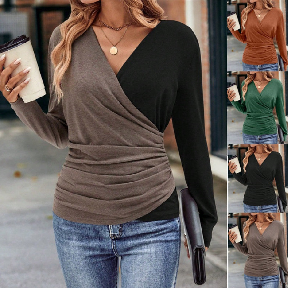 Ladies New Slim Waist Pleated Collar Top - - Winter Tops - Carvan Mart