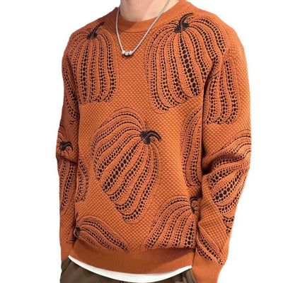 Color Matching Jacquard Crew-neck Sweater Man - Yellow - Men's Sweaters - Carvan Mart