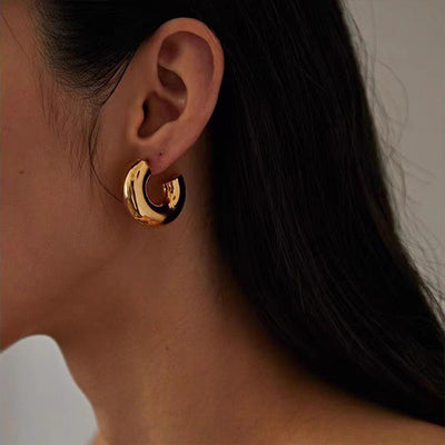 Bold Round Hollow C- Shaped Earrings - - Earrings - Carvan Mart