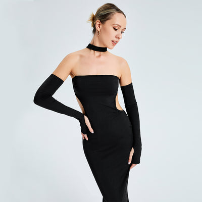 Sexy Cut Out Slim Strapless Long Sleeves - Carvan Mart