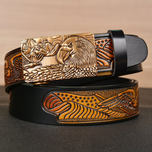 Men's Fashion Belt Eagle Wings Embossing - Carvan Mart