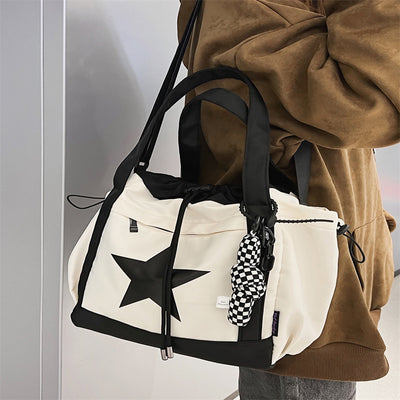 Trendy Women's Canvas Crossbody Handbag - Stylish Five-Pointed Star Design - - Shoulder Bags - Carvan Mart