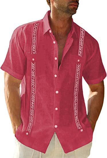 Fashion Short Sleeve Trendy Linen Button-ups Shirt - Carvan Mart