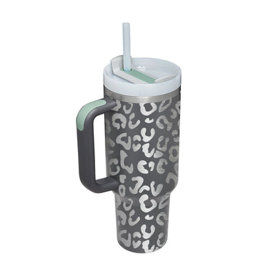 Valentines Day Gift Thermal Mug Straw Coffee Insulation Cup With Handle Portable Car Water Bottle Thermal Mug - Grey 1200ML - Gift - Carvan Mart