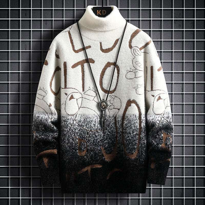 Gradient Mink Fleece Turtleneck Sweater For Men - Carvan Mart