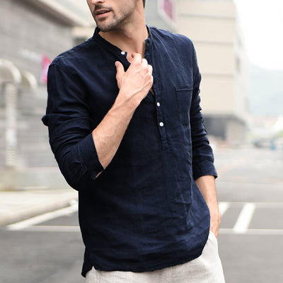 Men's Vintage Shirt Button Trendy Linen Button-ups - - Men's Shirts - Carvan Mart