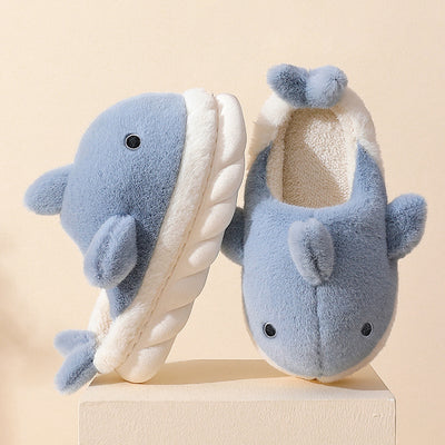 Shark Slippers Soft Sole Furry Shoes Home Bedroom Slippers - - Women's Slippers - Carvan Mart