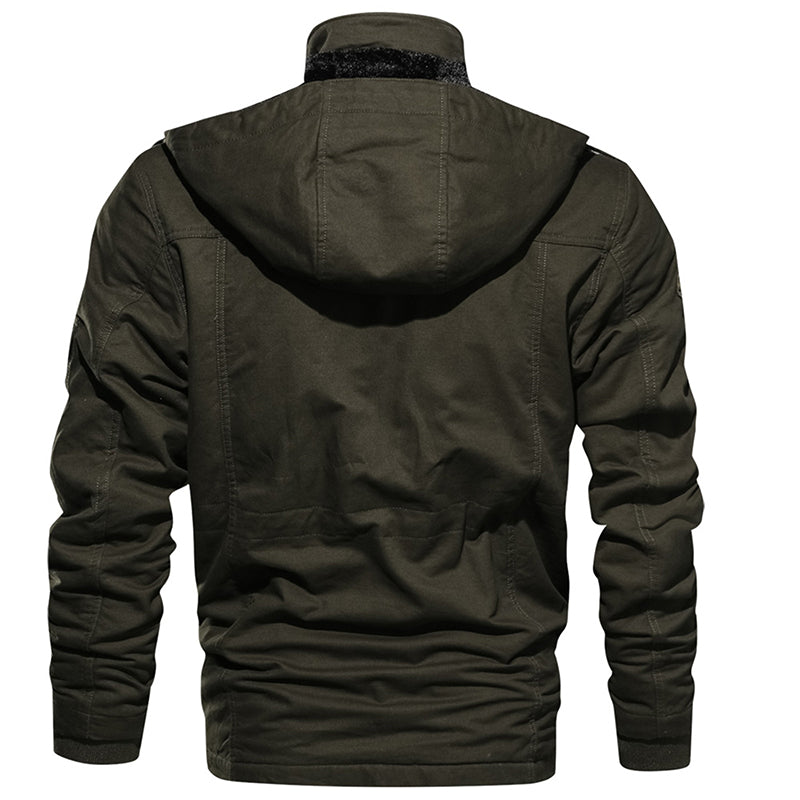 Men Winter Fleece Jacket Warm Hooded Coat Thermal Thick Outerwear Military Jacket - Carvan Mart