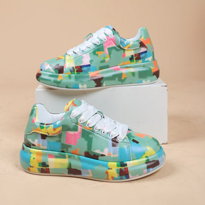 Hand-Painted Women's Cartoon Graffiti Sneakers - Vibrant Casual Shoes - Sky Blue - Women's Shoes - Carvan Mart