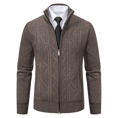 Winter Men Woolen Sweater Men's Cardigan Coat Stand Collar - Carvan Mart