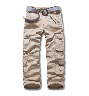 Tactical Multi-pocket Outdoor Pants - Durable 100% Cotton Cargo Trousers - Khaki - Men's Pants - Carvan Mart