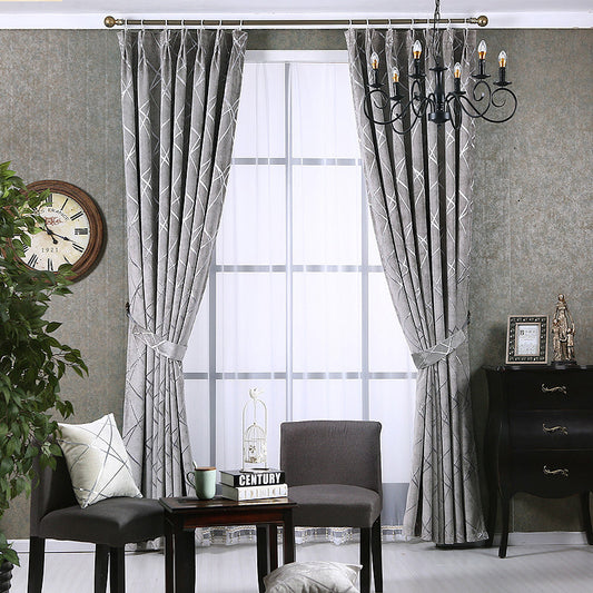 Solid Color Simple Modern Light Luxury Living Room Chenille Blackout Curtains - Carvan Mart Ltd