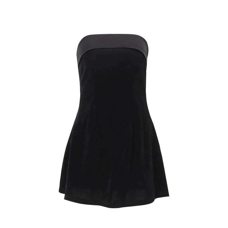 Fold Over Ultra A Line Mini Dress Backless Tube Top Dress Women's Clothing - Carvan Mart