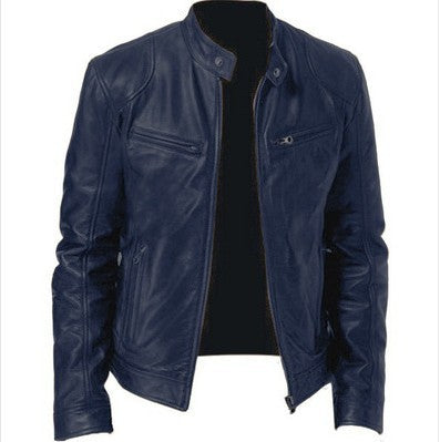 PU Leather Jacket Slim Leather Jacket - Carvan Mart