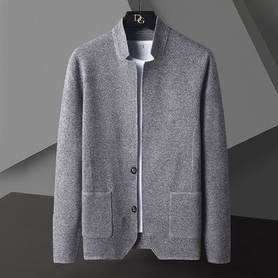 Pocket Stand Collar Cardigan Sweater Men - Gray - Men's Sweaters - Carvan Mart