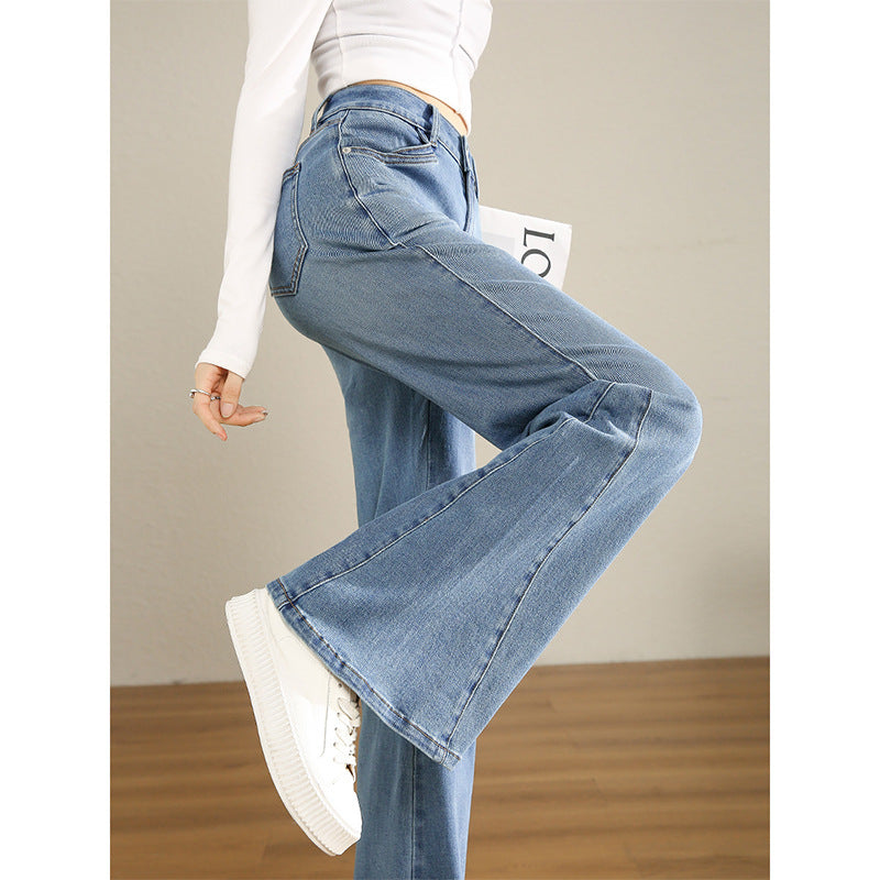 Women's High Waist Jeans Artistic Slightly Flared Low Rise Denim Jeans - Carvan Mart