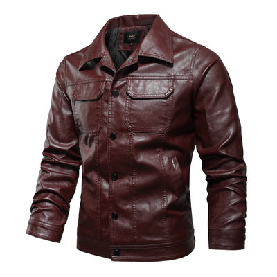 Men's Spring And Autumn Workwear Leather Jacket - Carvan Mart