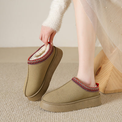 New Look Looks Boots Women's Tasman Fleece Thick Bottom Cotton Shoes - Carvan Mart