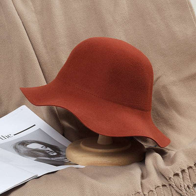 Autumn And Winter Wave Cold Water Jug British Retro Easy Matching Hat - Brick Red M56to58cm - Women's Hats & Caps - Carvan Mart