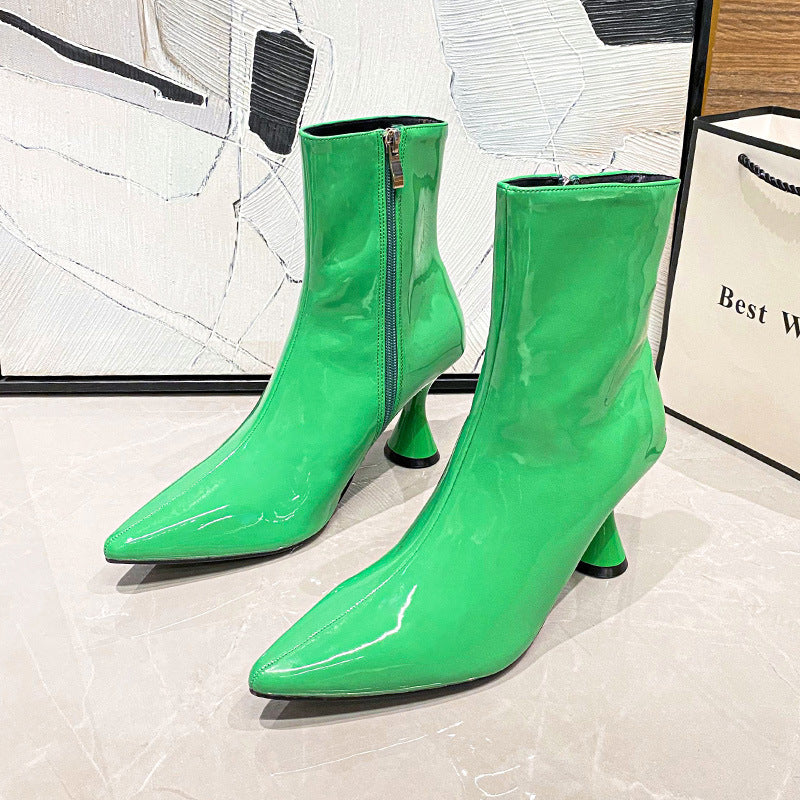 Women's Boots Pointed Toe Ankle Side Zipper Shoes - - heels - Carvan Mart