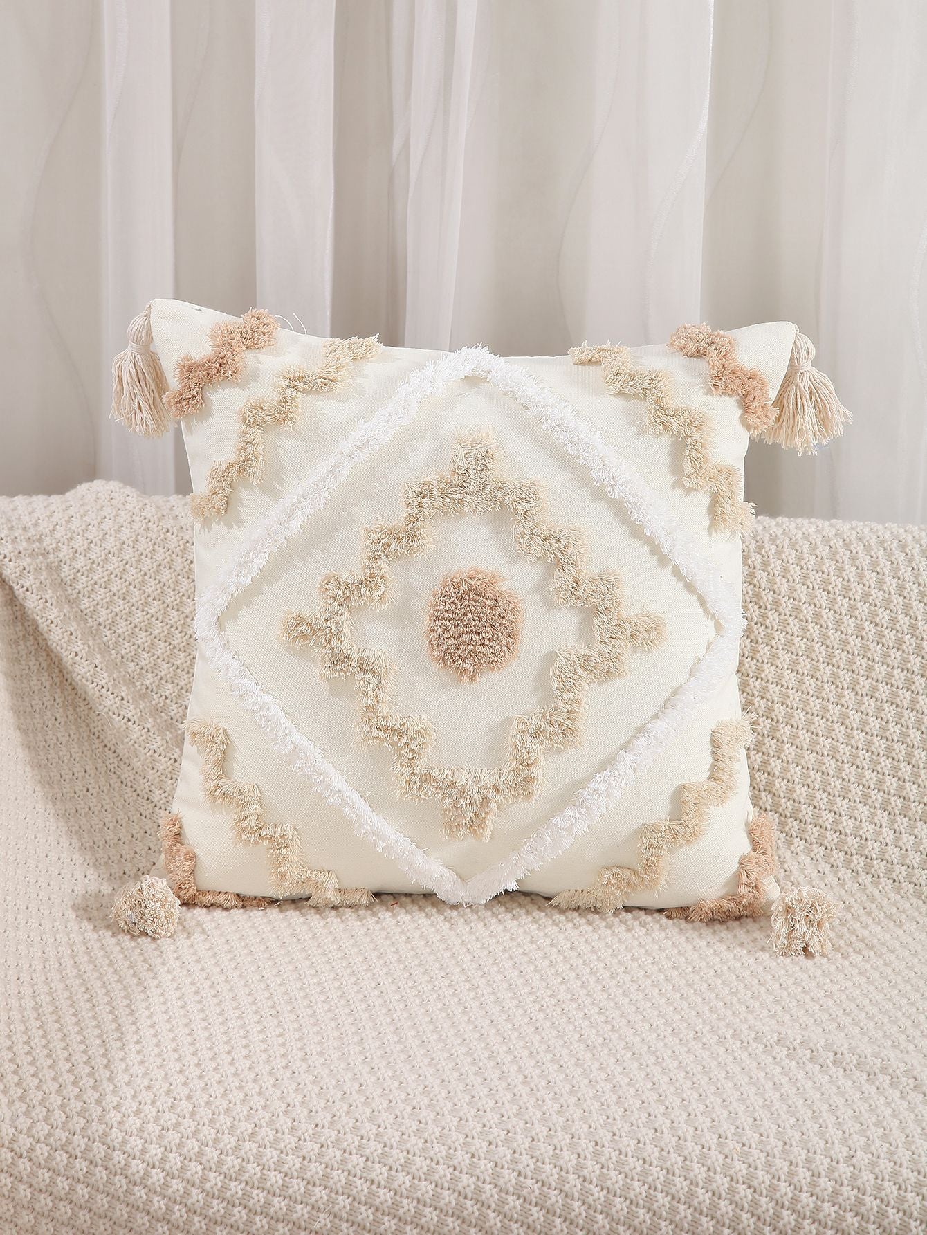 New Bohemian Geometric Tufted Pillowcase - Carvan Mart