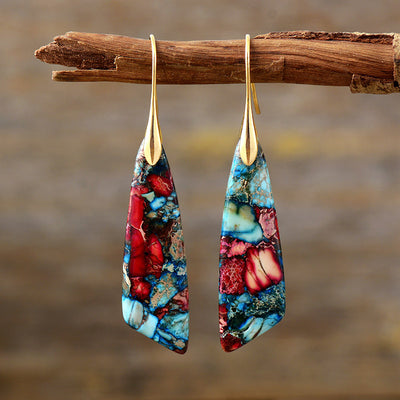 Bohemian Emperor Stone Geometric Pendant Earrings - Carvan Mart