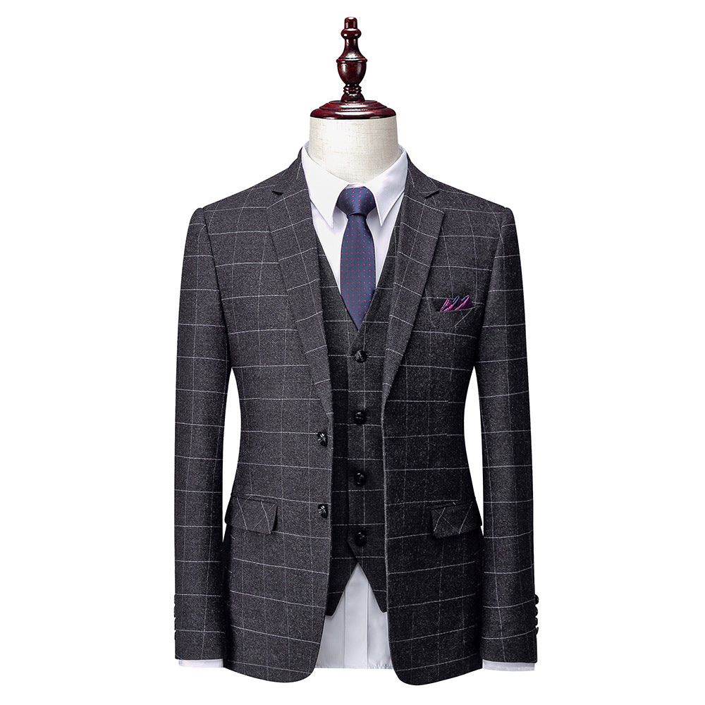 Men's Business Suits Korean Version Slim Wedding Groom Suit - Carvan Mart