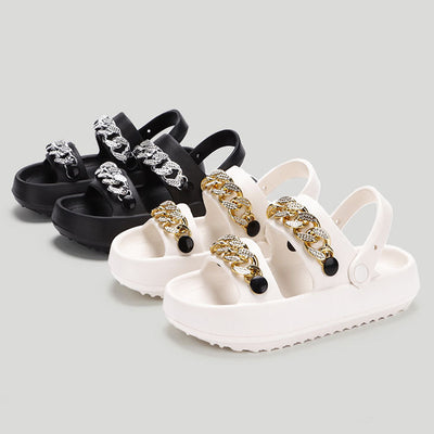 Chain Clog Thick-sole Women Shoes Summer Outdoor Sandals Beach Shoes - Carvan Mart