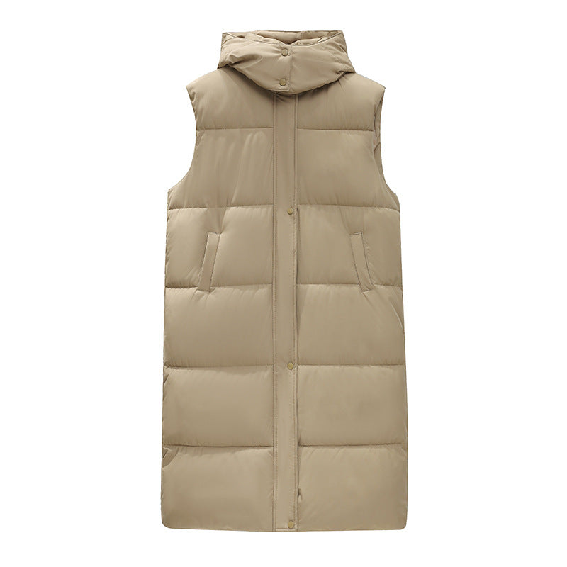 Long Gilets For Women Down Jacket Winter Casual Quilted Zipper Gilet Coat - Carvan Mart Ltd